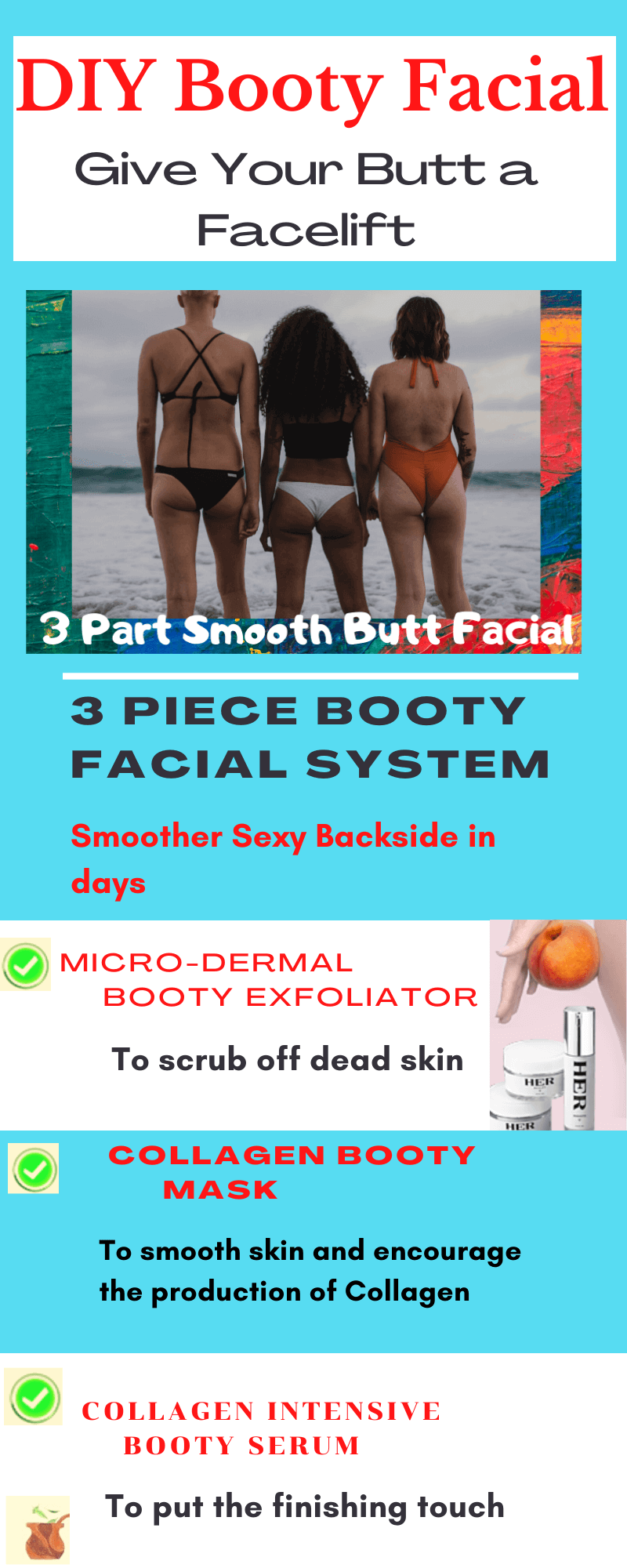 3 Piece Butt Facial Kit for the smoothest derriere